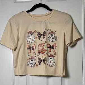 Cowgirl Ghosts Halloween Graphic Crop Top 👻🎀 Western Aesthetic Tee Buttery Soft